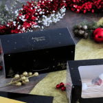 Tronchetto di Natale, buone feste, nero