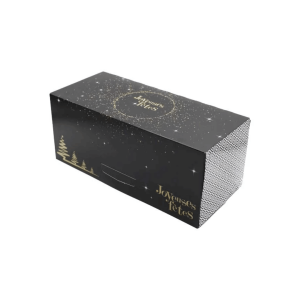 Tronchetto di Natale nero con scritta "Happy Holidays" - elegante