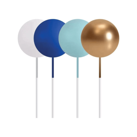 palline decorative blu, bianche e oro