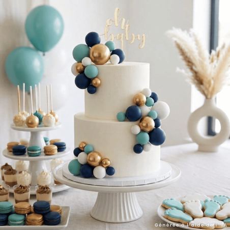 Torta per baby shower decorata con palline di Natale