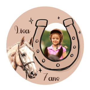 Foto rotonda personalizzabile con tema cavallo 24 cm