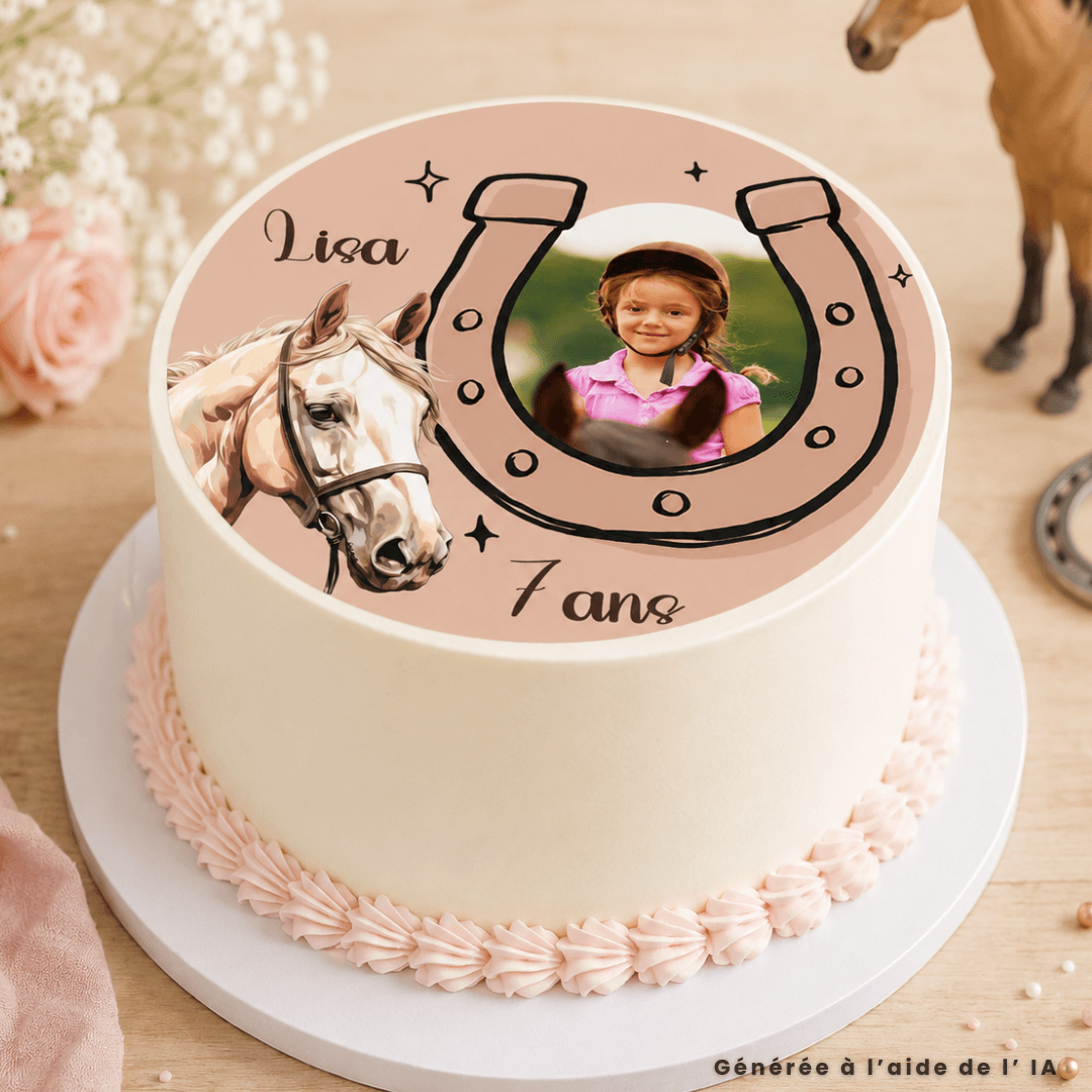 Torta a tema equestre con foto personalizzata