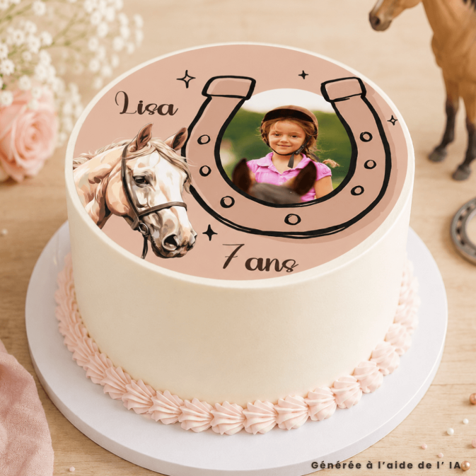 Torta a tema equestre con foto personalizzata