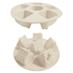 Stampo in silicone 3D di chalet natalizi con 6 cavità