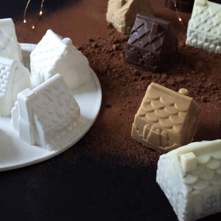 Stampo in silicone 3D a forma di chalet natalizio per dessert al cioccolato