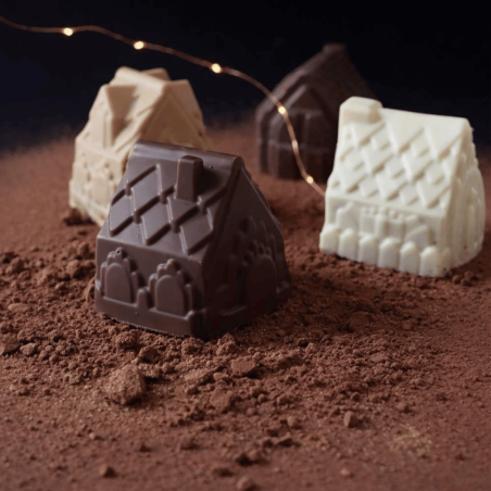 Stampo in silicone 3D a forma di villaggio natalizio per torte individuali