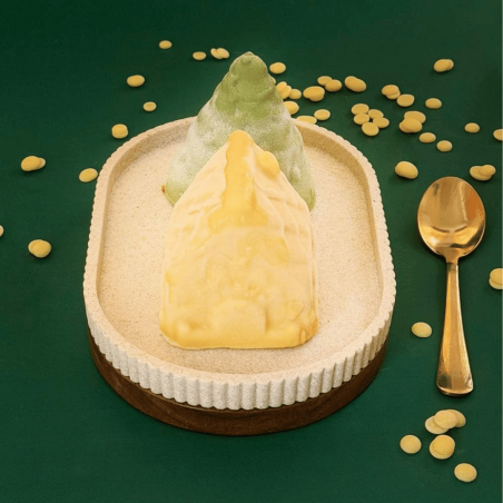 Dessert di frutta congelata a forma di chalet natalizio (scrapcooking)