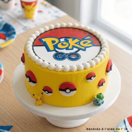 Decorazione per torta a tema Pokémon con disco di zucchero Poké Go