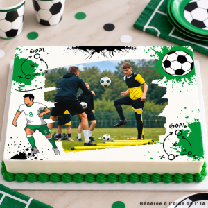 Decorazione torta personalizzata con gabbia da calcio in foglio di zucchero A4