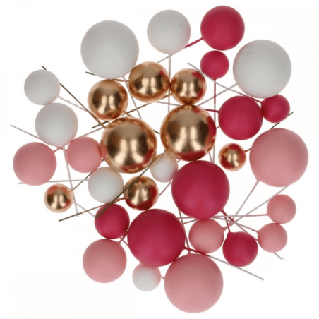 Palline decorative per torte rosa, bianche e dorate