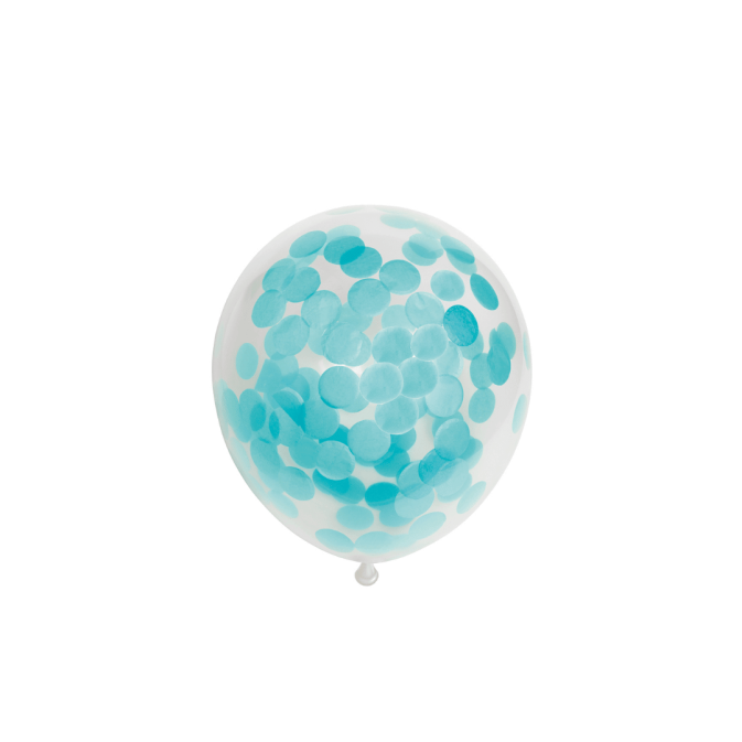Palloncino per rivelare il sesso del bambino con coriandoli blu
