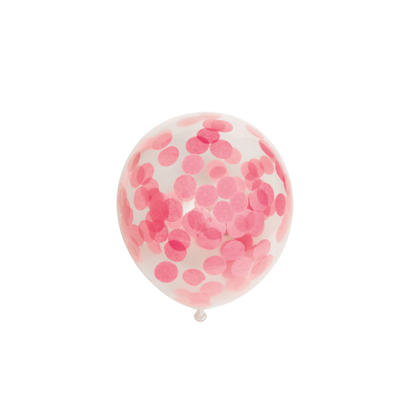 Palloncini rosa con coriandoli per la festa di rivelazione del sesso del bambino (6 pezzi)