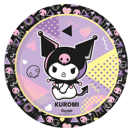 Set di 8 piatti di carta per il compleanno di Kuromi