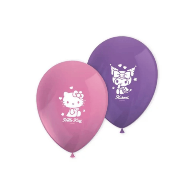 8 palloncini Kuromi Hello Kitty viola e fucsia