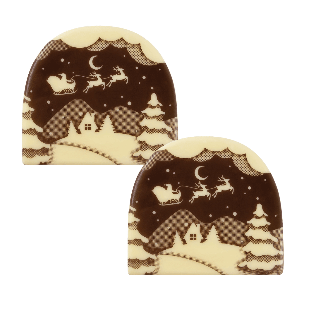 2 estremità di tronchetto di cioccolato a forma di slitta di Babbo Natale