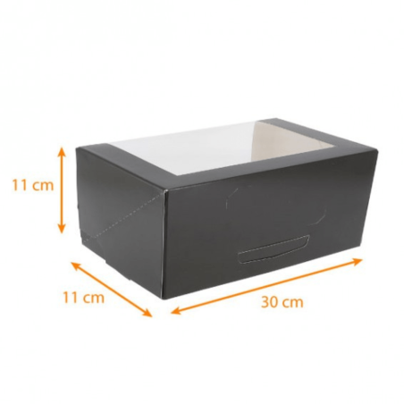 Boite à bûche noire transparente 30x11x11cm