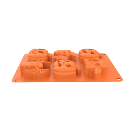 Stampo in silicone per 6 torte di Halloween a forma di zucca e teschio