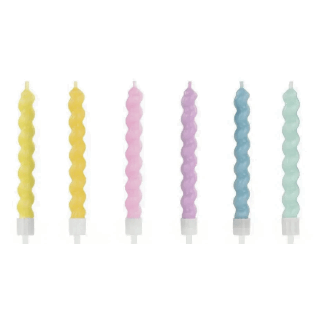 Candeline di compleanno multicolori a spirale x6
