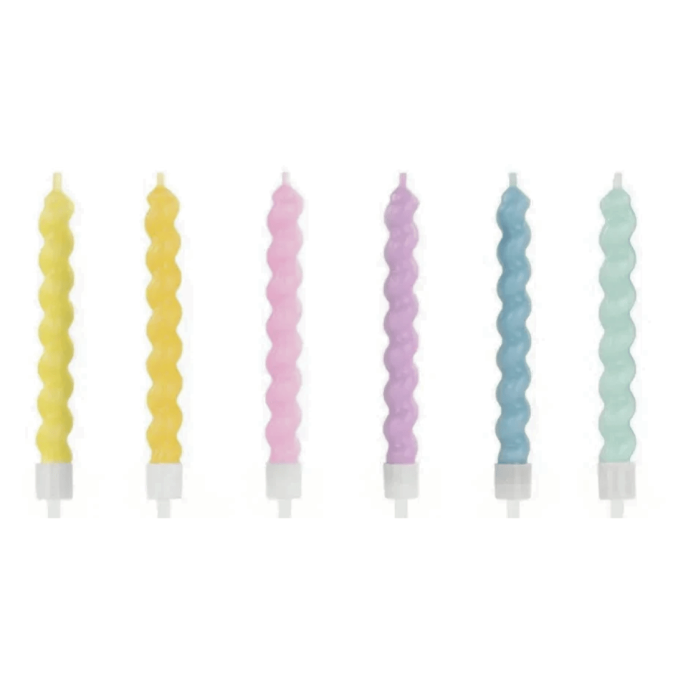 Candeline di compleanno multicolori a spirale x6
