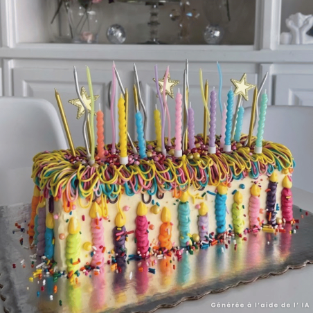 Candeline di compleanno attorcigliate per una torta multicolore