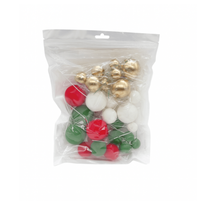 Set di 32 palline decorative per torte natalizie