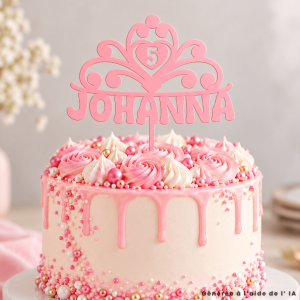 Topper per torta con corona principessa da personalizzare