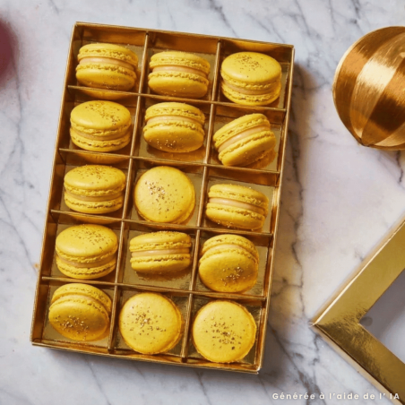 Scatola di macaron dorati Funcakes