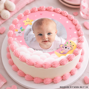 Foto commestibile Battesimo Ragazza rosa - Baby shower personalizzabile