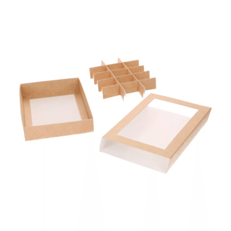 Set di scatole per biscotti e cioccolatini Funcakes in carta kraft con finestra