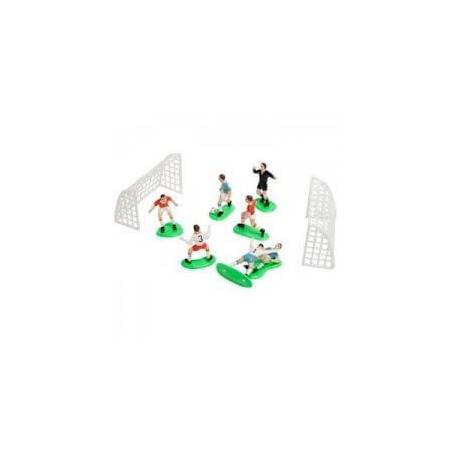 Decorazione torta-calcio-con-2-gabbie-+giocatori-da-calcio