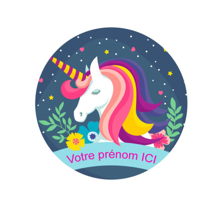 Disco di zucchero unicorno personalizzabile da 20 cm
