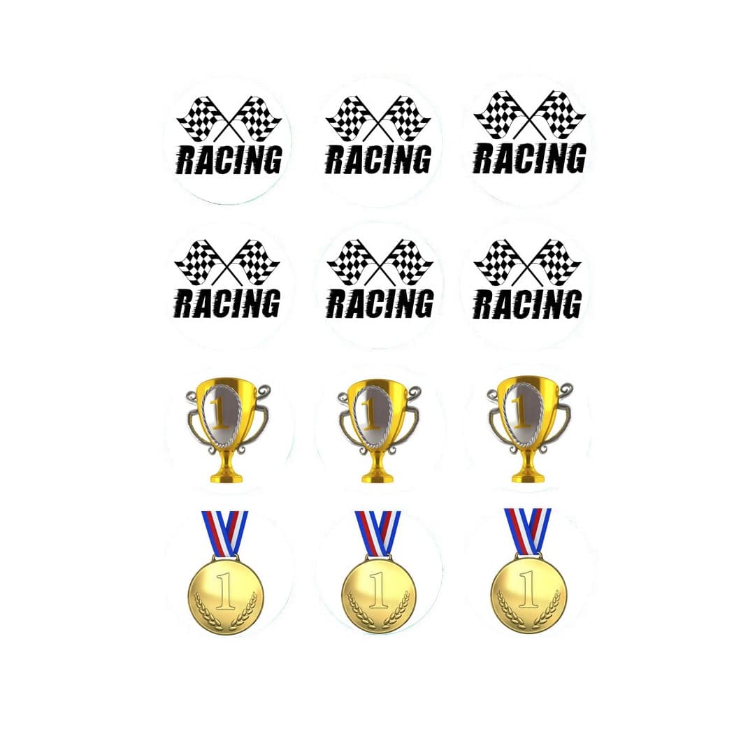 12-dischi-di-cupcakes-di-zucchero-Corsa-di-corsa