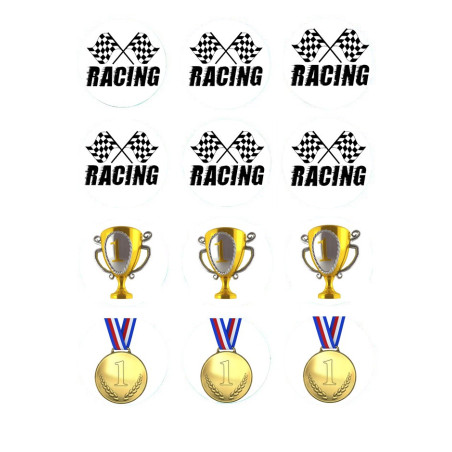 12-dischi-di-cupcakes-di-zucchero-Corsa-di-corsa