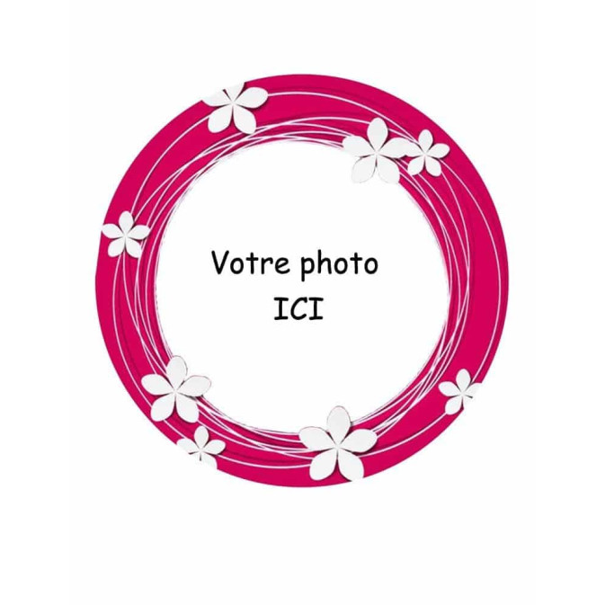 Fotocommestibile con fiori intorno alla torta