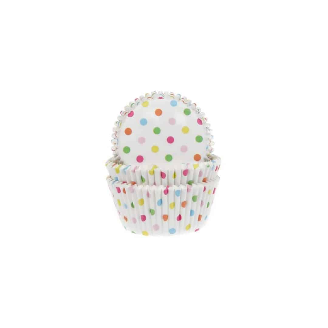 50 pirottini per cupcake bianchi a pois