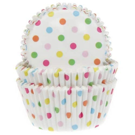 50 pirottini per cupcake bianchi a pois
