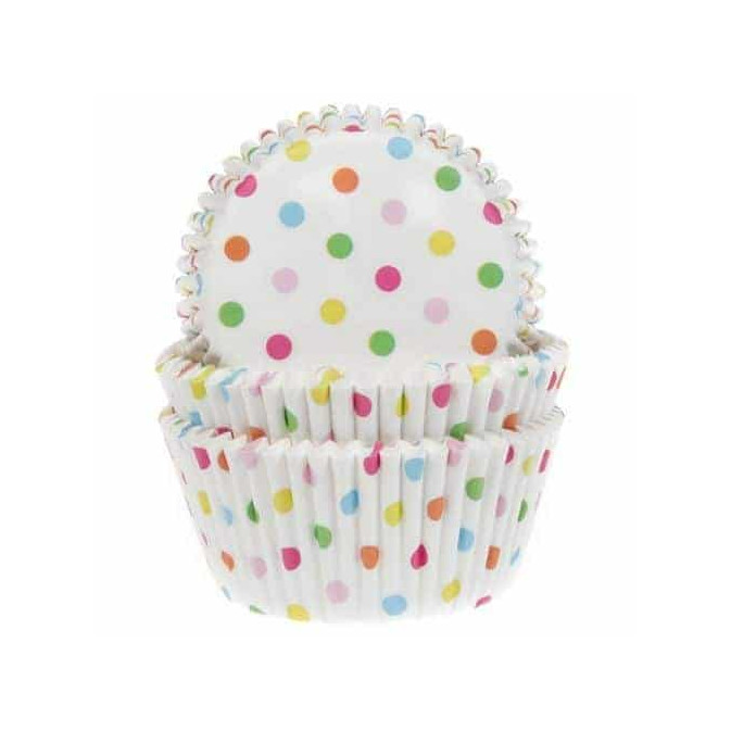 50 pirottini per cupcake bianchi a pois