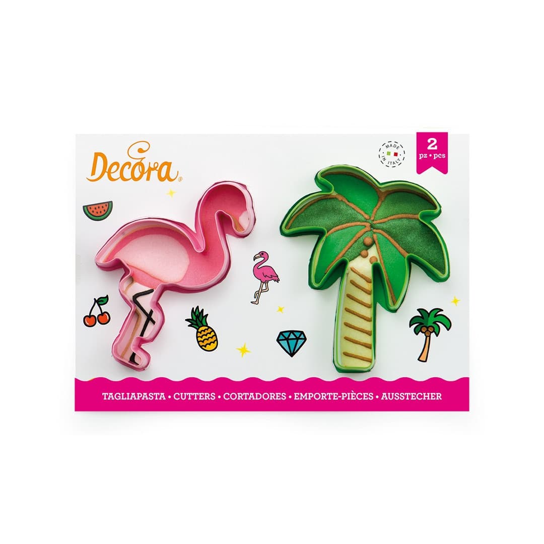 2 formine per biscotti con fenicotteri e palme