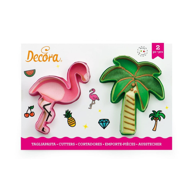 2 formine per biscotti con fenicotteri e palme