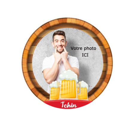 Foto commestibile rotonda con motivo birra da 20 cm