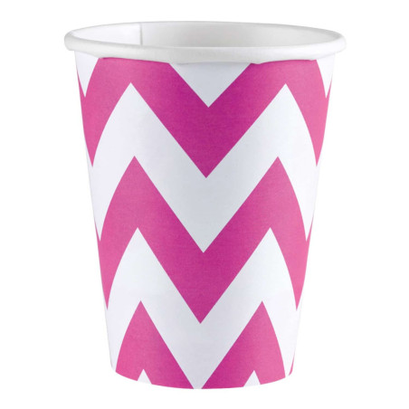 8 tazze chevron rosa e bianche