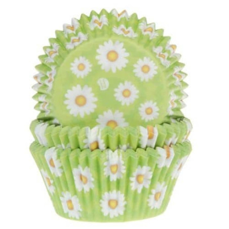 50 pirottini per cupcake con motivo margherite verdi