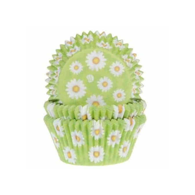 50 pirottini per cupcake con motivo margherite verdi