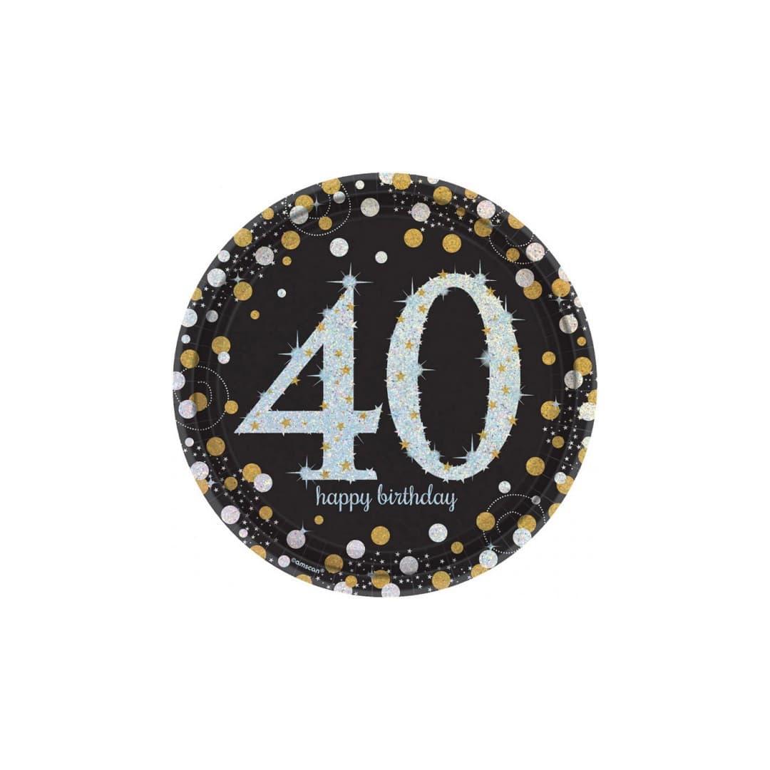 8 piatti-cena-in-cartone-40-anni-neri-glitter