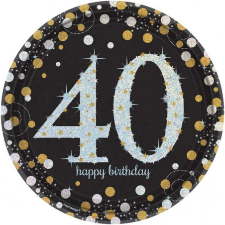 8 piatti-cena-in-cartone-40-anni-neri-glitter