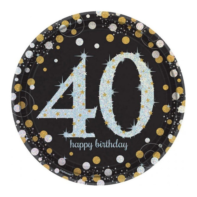 8 piatti-cena-in-cartone-40-anni-neri-glitter