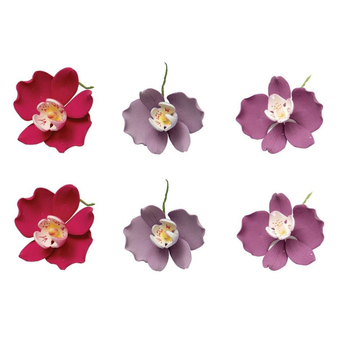 6 fiori di orchidea in zucchero da 75 cm