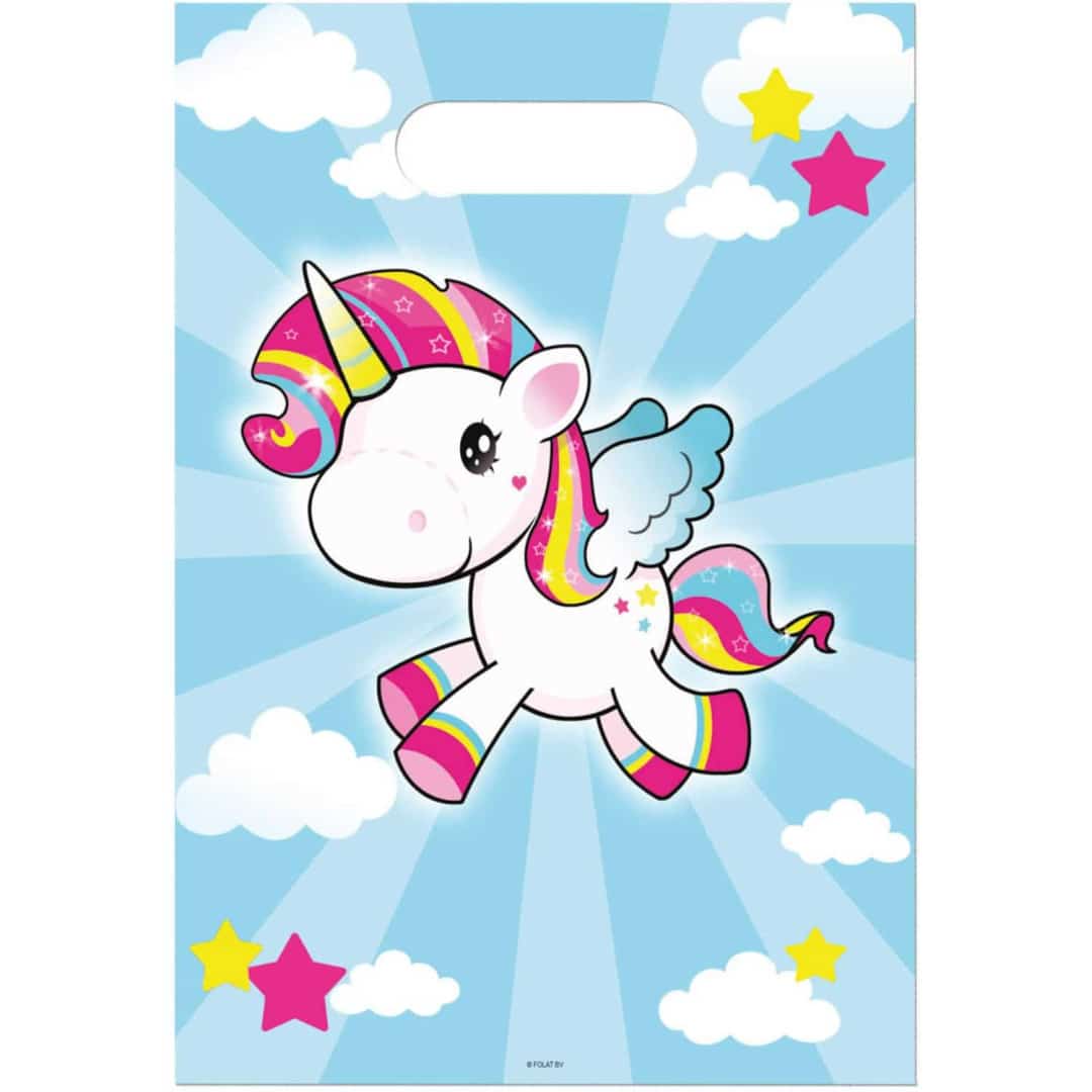 8 sacchetti per feste di compleanno con unicorni