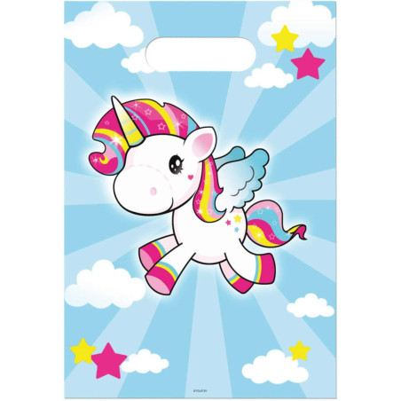 8 sacchetti per feste di compleanno con unicorni