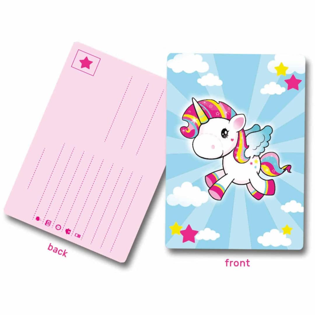 8 biglietti d'invito per il compleanno di un bambino con unicorno